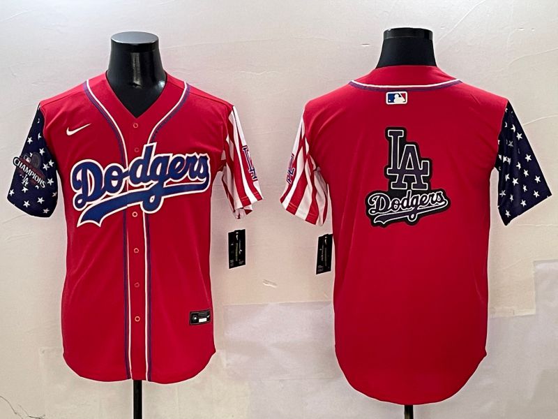 Men Los Angeles Dodgers Blank Red a generation of national flags Joint name 2025 Nike MLB Jersey style 26